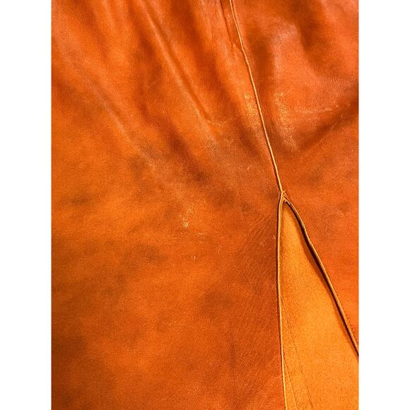 Moschino Cheap and Chic Vintage Knee-Length Orange Leather Pencil Skirt Sz 8 - Picture 11 of 16